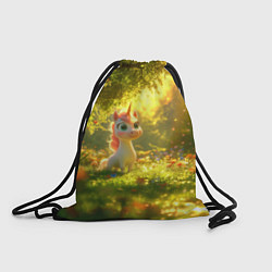 Рюкзак-мешок Единорог в летнем лесу, цвет: 3D-принт