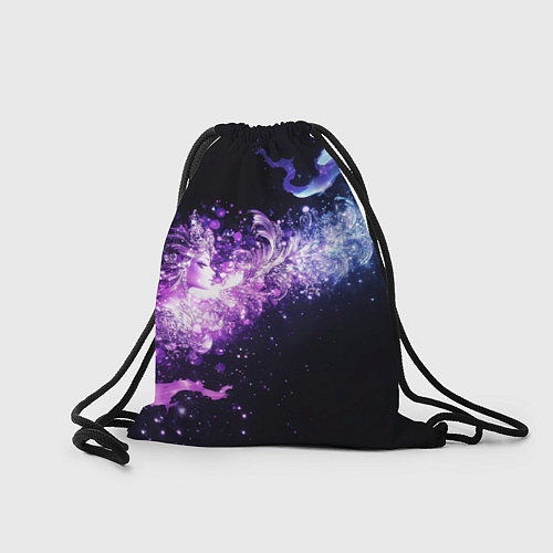 Мешок для обуви Фиолетово-синяя абстрактная волна / 3D-принт – фото 2