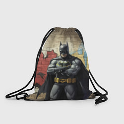 Рюкзак-мешок Бэтмен на фоне стены, цвет: 3D-принт