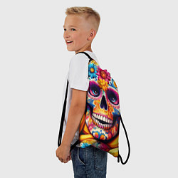 Рюкзак-мешок Цветочный череп среди бананов - нейроарт, цвет: 3D-принт — фото 2