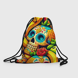 Мешок для обуви Colorfull skulls and bananas - pop art pattern