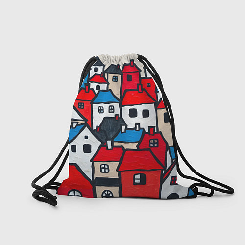 Мешок для обуви Красные и белые домики / 3D-принт – фото 2