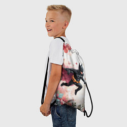 Рюкзак-мешок Бэтмен прыгает над цветами и бабочками, цвет: 3D-принт — фото 2