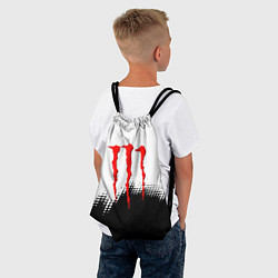 Рюкзак-мешок Monster energy чёрно белые краски, цвет: 3D-принт — фото 2