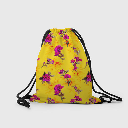 Мешок для обуви Слон с крыльями бабочки на цветочном фоне / 3D-принт – фото 2