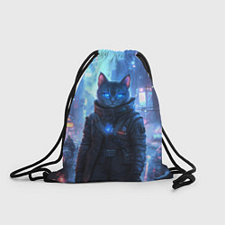 Рюкзак-мешок Кот в стиле киберпанк, цвет: 3D-принт