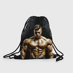 Рюкзак-мешок Бодибилдер на черном, цвет: 3D-принт