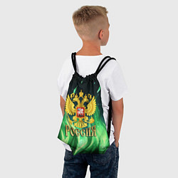Рюкзак-мешок Россия на фоне зеленого огня, цвет: 3D-принт — фото 2