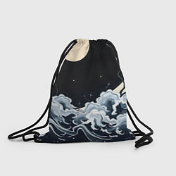 Рюкзак-мешок Японские волны и луна, цвет: 3D-принт