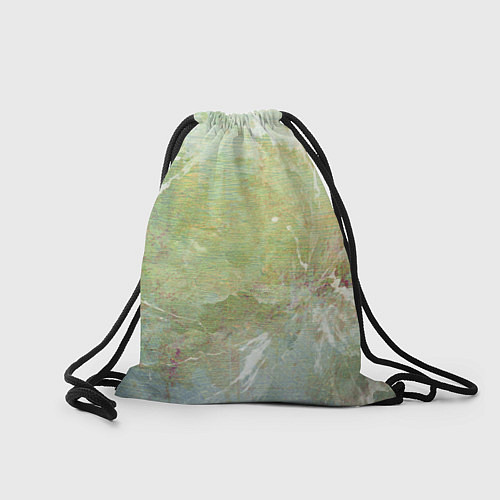 Мешок для обуви Абстракция - white waves on green background / 3D-принт – фото 2