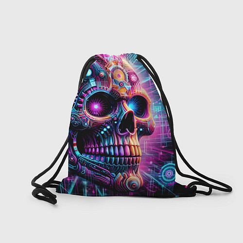 Мешок для обуви Neon cyber skull / 3D-принт – фото 2