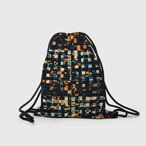 Мешок для обуви Тёмный синий с оранжевым кубики абстракция / 3D-принт – фото 2