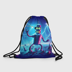 Рюкзак-мешок Bender on neon planet - ai art fantasy, цвет: 3D-принт