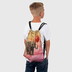 Рюкзак-мешок Слоненок с красным воздушным шариком, цвет: 3D-принт — фото 2