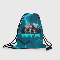 Рюкзак-мешок BTS неоновые голубые плиты, цвет: 3D-принт