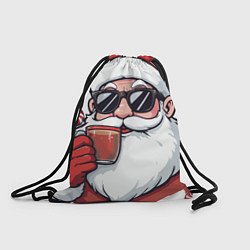 Рюкзак-мешок Санта Клаус в стильных солнцезащитных очках, цвет: 3D-принт