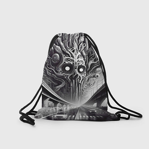 Мешок для обуви Art skull in metropolis - ai art fantasy / 3D-принт – фото 2