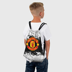 Рюкзак-мешок Манчестер Юнайтед черно белые краски лого, цвет: 3D-принт — фото 2