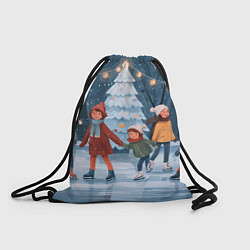 Рюкзак-мешок Новогодние каникулы на катке, цвет: 3D-принт