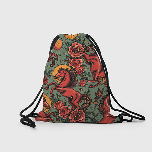 Мешок для обуви Красный конь и розы / 3D-принт – фото 2