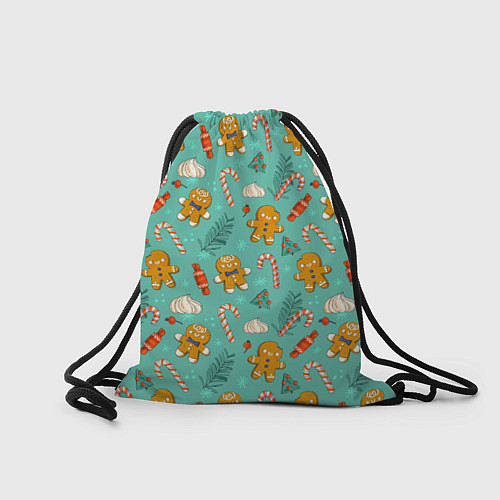 Мешок для обуви Новогодний паттерн печенье с конфетами / 3D-принт – фото 2