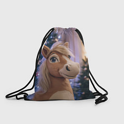 Рюкзак-мешок Плюшевая новогодняя лошадь, цвет: 3D-принт