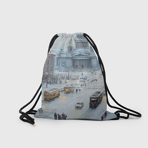 Мешок для обуви Новогодняя улица Питера / 3D-принт – фото 2