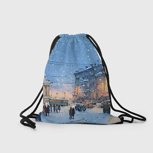 Мешок для обуви Снежный новогодний Питер / 3D-принт – фото 2