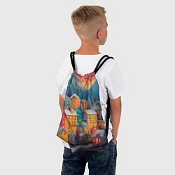 Рюкзак-мешок Новогодний город в горах, цвет: 3D-принт — фото 2