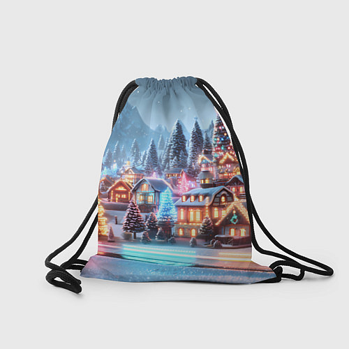 Мешок для обуви Городок в новогодних огоньках / 3D-принт – фото 2