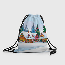 Рюкзак-мешок Новогодник дворик, цвет: 3D-принт