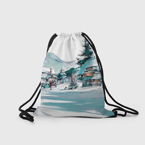 Мешок для обуви Дома и елки - Новый год / 3D-принт – фото 2