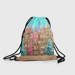 Рюкзак-мешок Новогодний город в блестках, цвет: 3D-принт