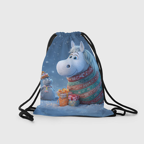 Мешок для обуви Новогодняя лошадь с подарками / 3D-принт – фото 2