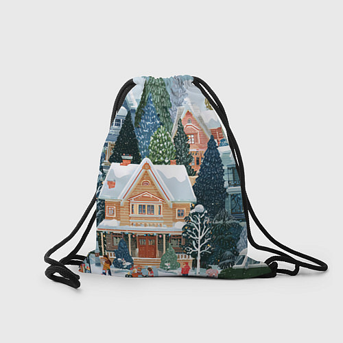 Мешок для обуви Новогодний елочный двор / 3D-принт – фото 2