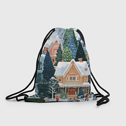Рюкзак-мешок Новогодний елочный двор, цвет: 3D-принт