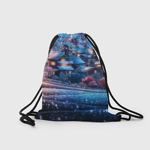 Мешок для обуви Новогодний двор в блестках / 3D-принт – фото 2