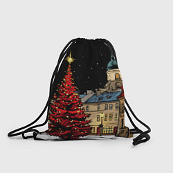 Рюкзак-мешок Красная новогодняя елка, цвет: 3D-принт
