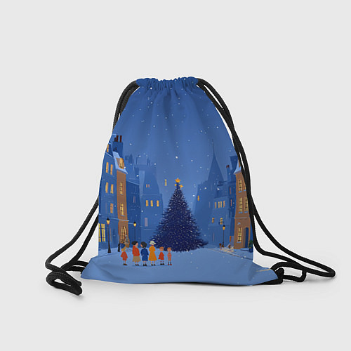 Мешок для обуви С новым год - праздничный дворик / 3D-принт – фото 2