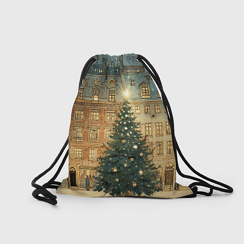 Мешок для обуви Новогодний старый город / 3D-принт – фото 2