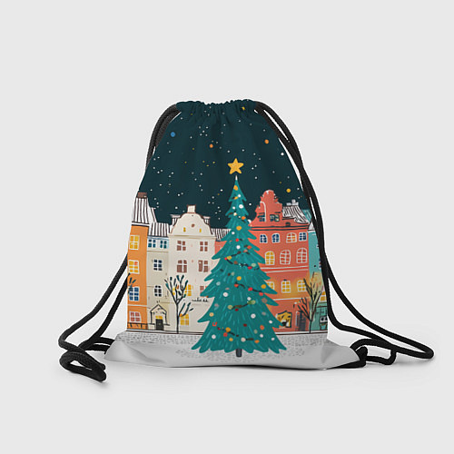 Мешок для обуви Новогодняя ночь в городе / 3D-принт – фото 2