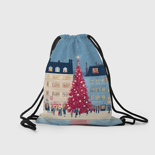 Мешок для обуви Новогоднее гуляние у красной елки / 3D-принт – фото 2