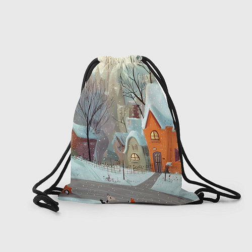 Мешок для обуви Милый новогодний дворик / 3D-принт – фото 2