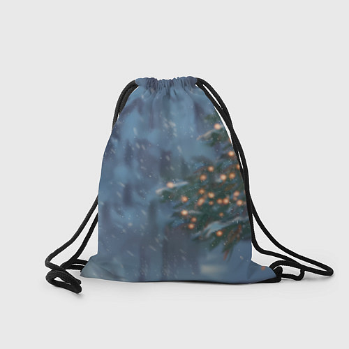 Мешок для обуви Лошадь на фоне новогодней елки / 3D-принт – фото 2