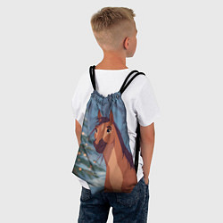 Рюкзак-мешок Лошадь на фоне новогодней елки, цвет: 3D-принт — фото 2