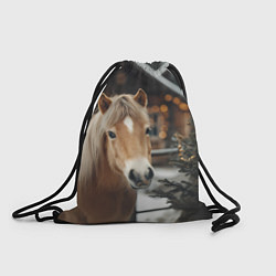 Мешок для обуви Лошадь у новогодней елки