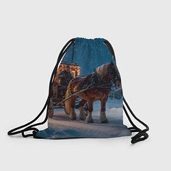 Мешок для обуви Новогодняя лошадка с повозкой