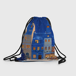 Мешок для обуви Синяя новогодняя елочка во дворе