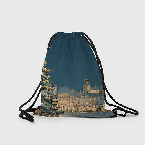 Мешок для обуви Новогодняя атмосфера в городе / 3D-принт – фото 2