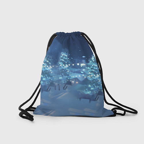 Мешок для обуви Лошадь на фоне новогодней елки / 3D-принт – фото 2